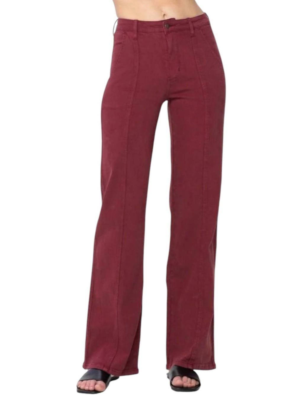 JUDY BLUE High-Rise Wide Leg Pants in Burgundy Size 14W — PERFECT FOR FALL!!!